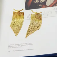 Dangle Earrings Long Tassel Women Earring Fashion Gold Color Statement Double Side Wedding Daily Hanging Pendientes Gifts