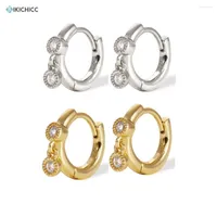 Hoop Earrings Kikichicc 925 Sterling Silver Two Zircon Charm Pendient Clips Piercing Huggies Mini Circle Hoops Loops Ring 2023 Women Jewelry