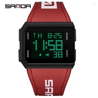 Relógios de pulso da marca Sande Homem Digital Watch Cronograph Sport Electronic Relogio 50m Homens à prova d'água Men Wristwatch Relógios de alerta de alarmes