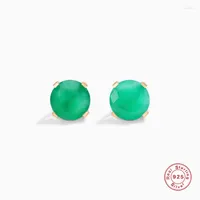 Stud Earrings Aide 925 Sterling Silver Small Green Rose Red Tourmaline For Women Geometric Oval Round Water Drop Stone