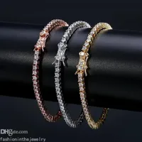 Designer Bracelet diamond tennis bracelets for women Luxury Jewelry gift 3 4 5 6 mm 7 8 inch fashion Zircon Link Chain bangles Men308e