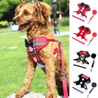 Dog Collars Vest Harness Clothes Puppy Leash Set Dogs Bow Evening Dress Pet Chest Strap For Cats Collar Costumes