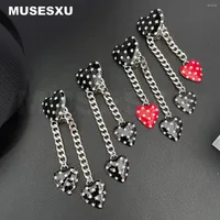 Backs Earrings Jewelry & Accessories Style Inlay Crystal Ear Clip Enamel Love Tassels For Women's Party Gift