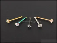 Nose Rings Studs Nostril Piercings Cz Crystal Piercing Stud Stainless Steel Star Nariz Jewelry Wholes Mix Color Drop Delivery 1134951