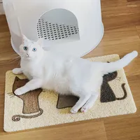 Cat Beds Pet Toilet Mat PVC Waterproof Non-slip Creative Printing Cats Feeding Mats Litter Trapper Easy Cleaning For