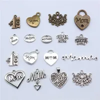 Pendant Necklaces 20pcs Mom Series Charms For DIY Jewelry Making Lovely Family Heart Love Mom Charms For Mother's Day Gift Z0324