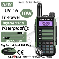 Walkie Talkie BaoFeng UV16 Pro Walkie Talkie Professional UV16 V2 Plus 10W Powerful Waterproof VHF UHF Dual Band Two Way Radio USBC Charger 230324