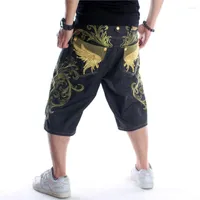 Men's Shorts Summer Loose Hip Hop Denim Personality Embroidery Hip-hop Short Jeans Fashion Baggy Casual Men Plus Size