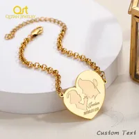 Chaîne de liaison bracelet de maman Qitien avec des enfants Nom Gift Mothers Way With Name Bracelet Personnalisé Deep Graved Inneildless Steel Jewelry Z0324