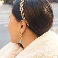 Dangle Earrings HYSECMAO Elegant Gold Color Metal Geometric Statement Female Trendy Resin Drop Brincos Wedding Jewelry
