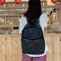 School Bags Simple PU Leather Women Backpack Casual Shopping Bag High Students Backpacks Small Teenagers Girl Rucksack