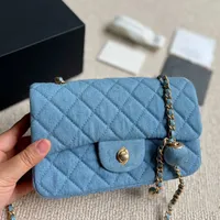 Channel Mini Flap Bag Handbag Crossbody Messenger Shoulder Bags Denim Blue Purse Chain Strap Classic Timeless Elegance