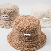 Lamb Faux Fur Bucket Hat Winter Warm Teddy Velvet Hats for Women Lady Thicken Bob Panama Outdoor Fisherman Hat Caps321S