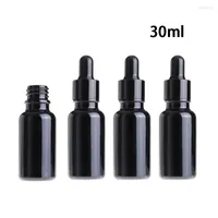 Storage Bottles 10Pcs 30ml Empty Dropper With Glass Pipettes Black For Essential Oil Refillable Cosmetic