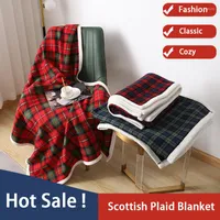 Blankets Scottish Warm Plaid Blanket Soft Cashmere Double For Chirldren Euro Winter Sherpa Fleece Throw On The Sofa