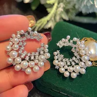 Stud Earrings Solid 925 Sterling Silver Baroque Freshwater Pearls Women's Vintage Elegant Earring Wedding Engagement Ear Jewelry