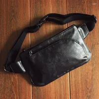 Waist Bags Fashion Bag Men PU Leather Fanny Pack Belt Casual Travel Phone Pouch Multifunction Chest Purse Pochete Black