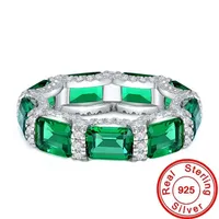 Lovers Emerald Diamond Ring 100% Real 925 sterling silver Party Wedding band Rings for Women Bridal Promise Engagement Jewelry