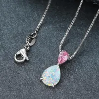 Pendant Necklaces Trendy Charm Zircon Opal Teardrop Necklace For Women Silver Rose Gold Color Pear Cut Water Drop Stone Birthday Jewelry