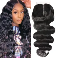 Brazilian Straight Body Water Wave Curly 4x4 T Part Lace Closure 100% Human Hair Top Closures211j