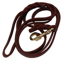 Dog Collars Promotion! 2M Long Leather Braided Pet Walk Traction Collar Strap Training Leash Lead