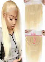 13x6 TranparentHD LACE Frontal 613 Blonde Brazilian Straight Human Hair Closure Preucked of Baby Hair8378302