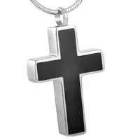 IJD8355 Black Enameled Simple Cross Pendant Cremation Ashes Jewelry Stainless Steel Urn Ashes Necklace With Funnel203P