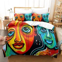 Bedding Sets Microfiber King Duvet Cover Set 3 Pieces Ultra Soft Abstract Colorful Printed Cove Breathable Harajuku Y2k