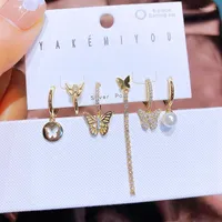 Dangle Earrings MIGGA 6pcs Mix Design Cubic Zirconia Butterfly Set Gold Color Jewelry For Women
