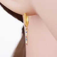 Hoop Earrings 925 Silver Round Gold Color Bar Sqaure Rainbow Zircon Piercing Earring For Women Pendientes Ear Oorbellen 2023