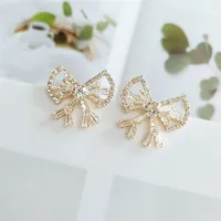 Dangle Earrings MWSONYA 2023 Fashion Cute Sweet Crystal Bowknot Rhinestone Circle Drop For Women Students Elegant Party Jewelry Gift