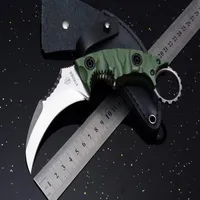 New Strider Defensive Karambit Survival Straight Knife D2 Blade G10 Handle Outdoor Tactical Camping Hunting Pocket Knife with Leat206c