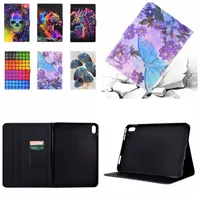 Leather Wallet Tablet Cases For Ipad 10.9 2022 Pro 11 Air4 Air5 10.9 10.2 10.5 Air 2 9.7 Giraffe Weaving Leaves Butterfly Skull Tiger Flower Credit ID Card Slot Holder Pouch
