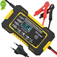 New 6A 12v Car Battery Charger Auto Smart Battery Charger with LCD Touch Screen Display Pulse Repair Chargers Wet Dry Lead Acid