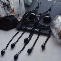 Dangle Earrings Boho Goth Celestial Black Moon Christmas Gift For Women Girl Friends Fashion Jewelry Wiccan