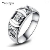 Wedding Rings Yanleyu Fashion Men's Ring Original Tibetan Silver Small Cubic Zirconia Engagement Jewelry Gift For Boyfriend