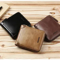 Men's Fashion Handbag Youth Wallet Quality PU Retro Small Bag Short Moneybag Business Purse Thin Zipper Billfold Leisure Larg283c