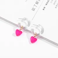 Dangle Earrings 2023 Fashion Love Heart Drop Earring Women Trendy Cute Statement Acrylic Korea Style Girls