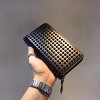 Men Long Style Wallets Panelled Spiked Clutch bags Women's Patent real Leather Mixed Color Rivets Party Clutches Lady Purses 322e