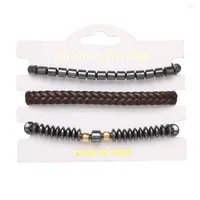 Charm Bracelets 2023 Fashion Jewelry Multilayer Leather Beads Bracelet Handmade Weave Hematite Adjustable For Women Pulsera