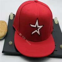 2021 Hou Full Red Color Fitted Baseball Caps Sports Flat Full Closed Hats Outdoor Fashion Hip Hop Snapback Chapeau Bones Gorra316L