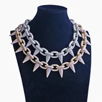 Big Rivet Designer Necklace Mens Hip Hop Jewelry Rapper Crude Chain Bling Diamond Iced Out Chains Fashion Jewellery Gold Silver Ac234o