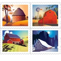 Adhesive Stickers Barn Postcard Us Postal American History Wedding Celebration Anniversary Drop Delivery Otktb