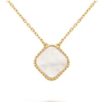 Blanc 18 K or Four Leaf Clover Pendant Collier Multicolore French Luxury Brand V Collier Classic Collier Fashion Designer sur les femmes Crime Wedding Valentin's Day Gift