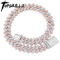 TOPGRILLZ 20mm Miami Baguette Zircon Prong Set Box Clasp Cuban Chains Necklace For Men Hip Hop Iced Out Bling Rapper Jewelry257i