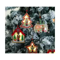 Christmas Decorations Led Wooden Pendants Nutcracker Puppet Tree Walnut Soldier Hanging Ornaments Year Kids Gifts Drop Delivery Home Dhwei
