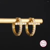 Hoop Earrings Dowi Real 925 Silver Crystal CZ Cross Fine Jewelry Gold Color Plated For Women Trend Ear Ring Wholesales