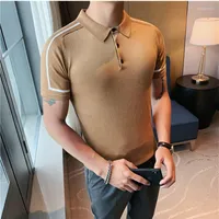 Men's Polos 2023 Top Quality Summer Men Knitting Polo Shirts Male Slim Fit Casual Ice Silk Fashion Shirts Man Tees Plus Size S-4XL