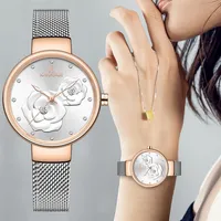 Women Watch NAVIFORCE Top Luxury Brand Steel Mesh Waterproof Ladies Watches Flower Quartz Female Wristwatch Charming Girl Clock260d
