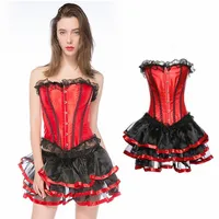 Sexy bustier corset Lace Up Boned Overbust Costume Steampunk Waist Gothic Corset Dress erotic lingerie red Shapewear Top 95C0#252z